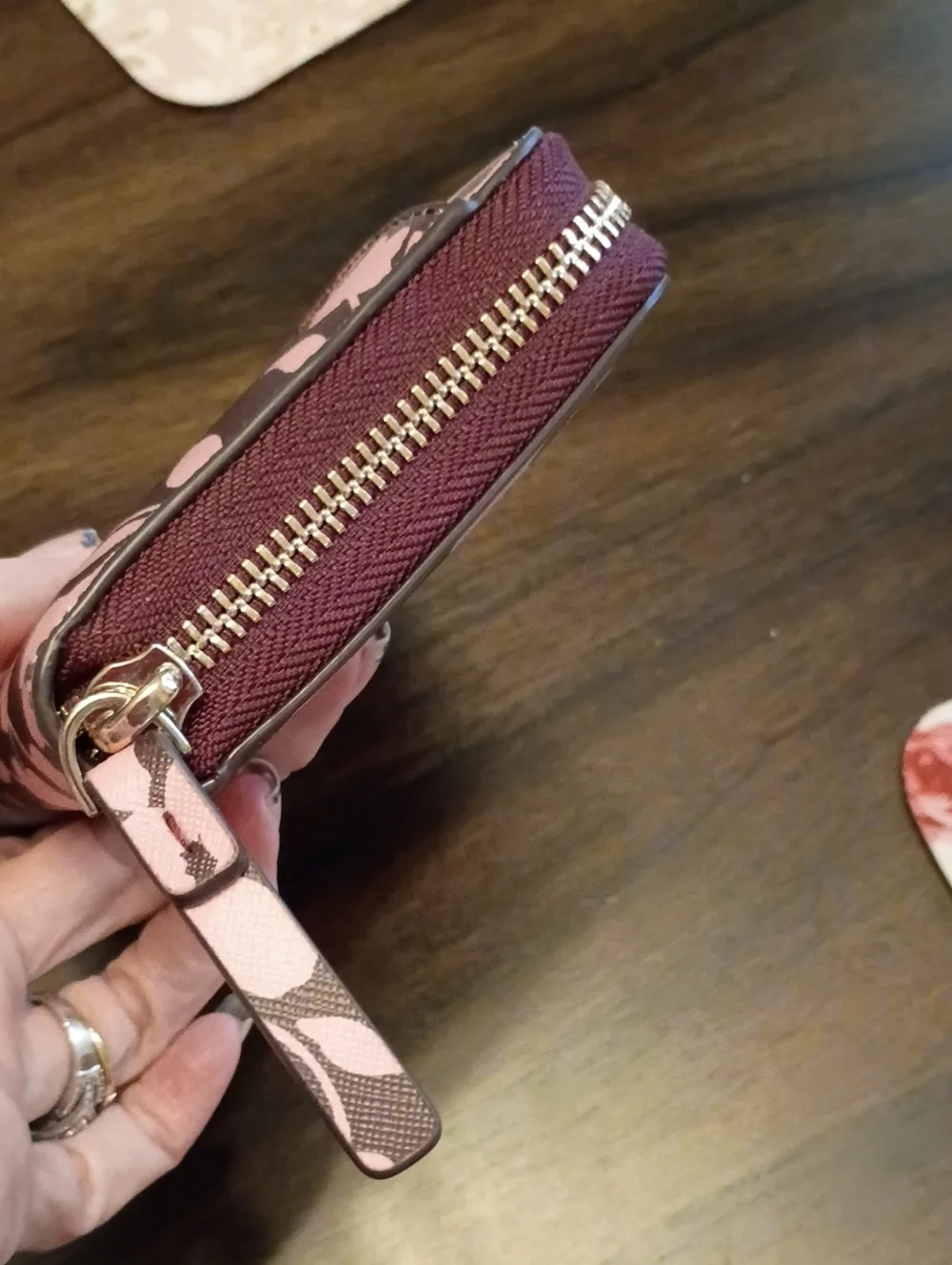 Kate spade pink floral vines wallet zip around